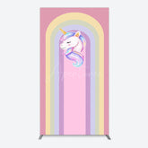 Aperturee - Aperturee Rainbow Color Curve Stripes Birthday Rectangle Backdrop